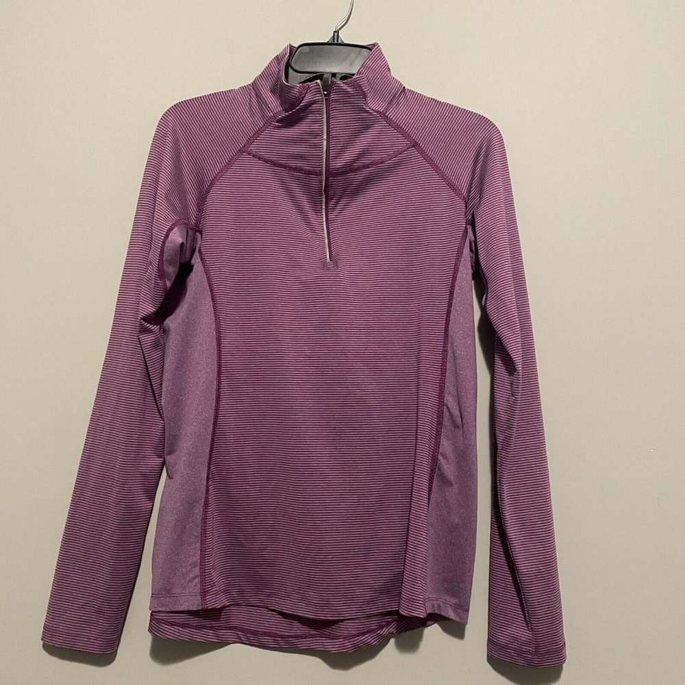Columbia Pullover Women's Medium Purple Long Sleeve 1/4 Zip Striped